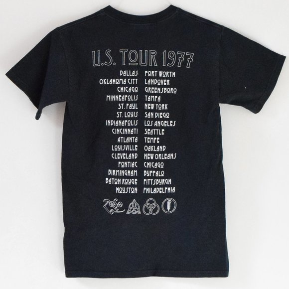 LED ZEPPLIN Black Graphic Print Icarus 1977 US Concert Tour Band Tee | Size S - Picture 3 of 8